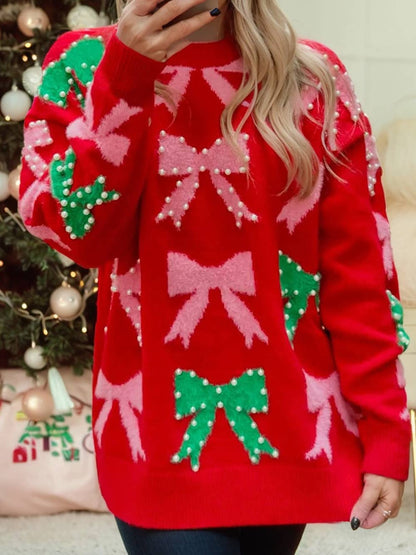 Bow Pearl Christmas Sweater - Nifty Decor & More