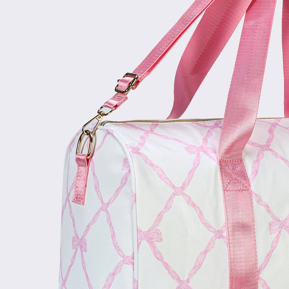 Bow Printed Duffel Bag, Wedding Weekend Bag, Gift for Her, Dance Gear Tote Bag