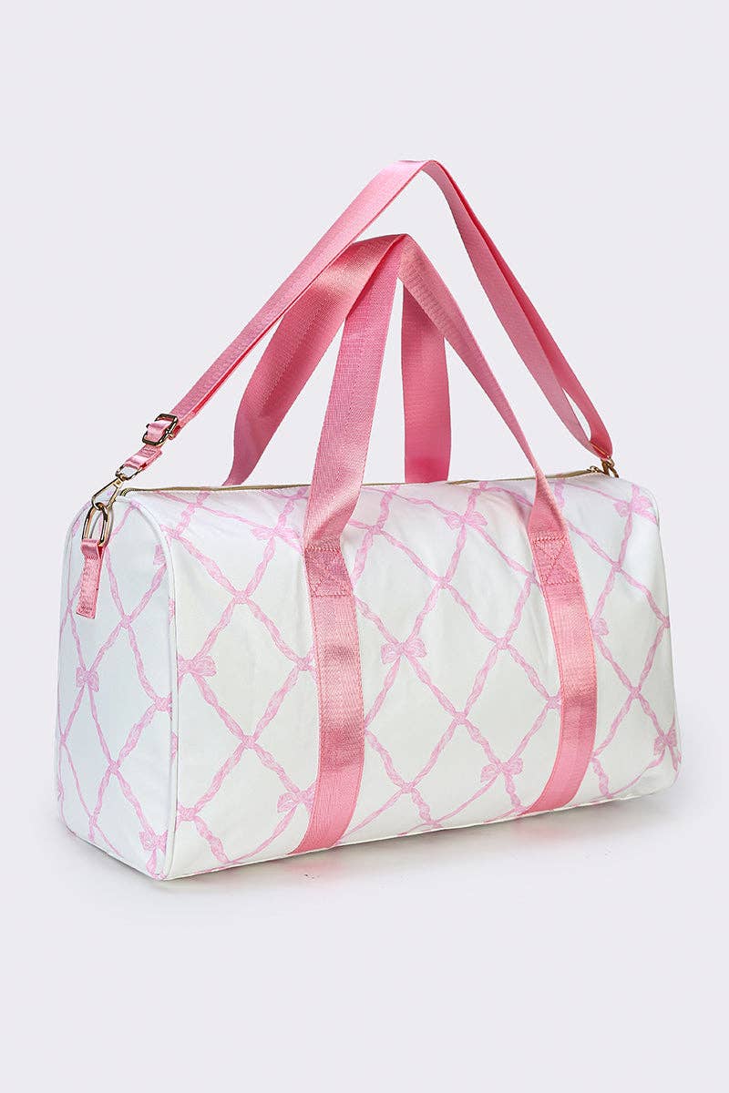 Bow Printed Duffel Bag, Wedding Weekend Bag, Gift for Her, Dance Gear Tote Bag