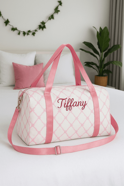 Bow Printed Duffel Bag, Wedding Weekend Bag, Gift for Her, Dance Gear - Nifty Decor & More
