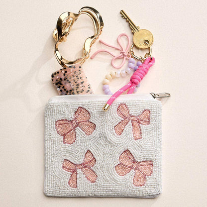 Bow Seed Beaded Mini Pouch Bag - Nifty Decor & More