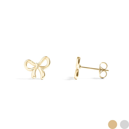 Bow Stud Earrings 18K Gold PVD, Stylish Girly Accessory for Everyday Wear, Mother’s Day Gift Idea for Women Gold