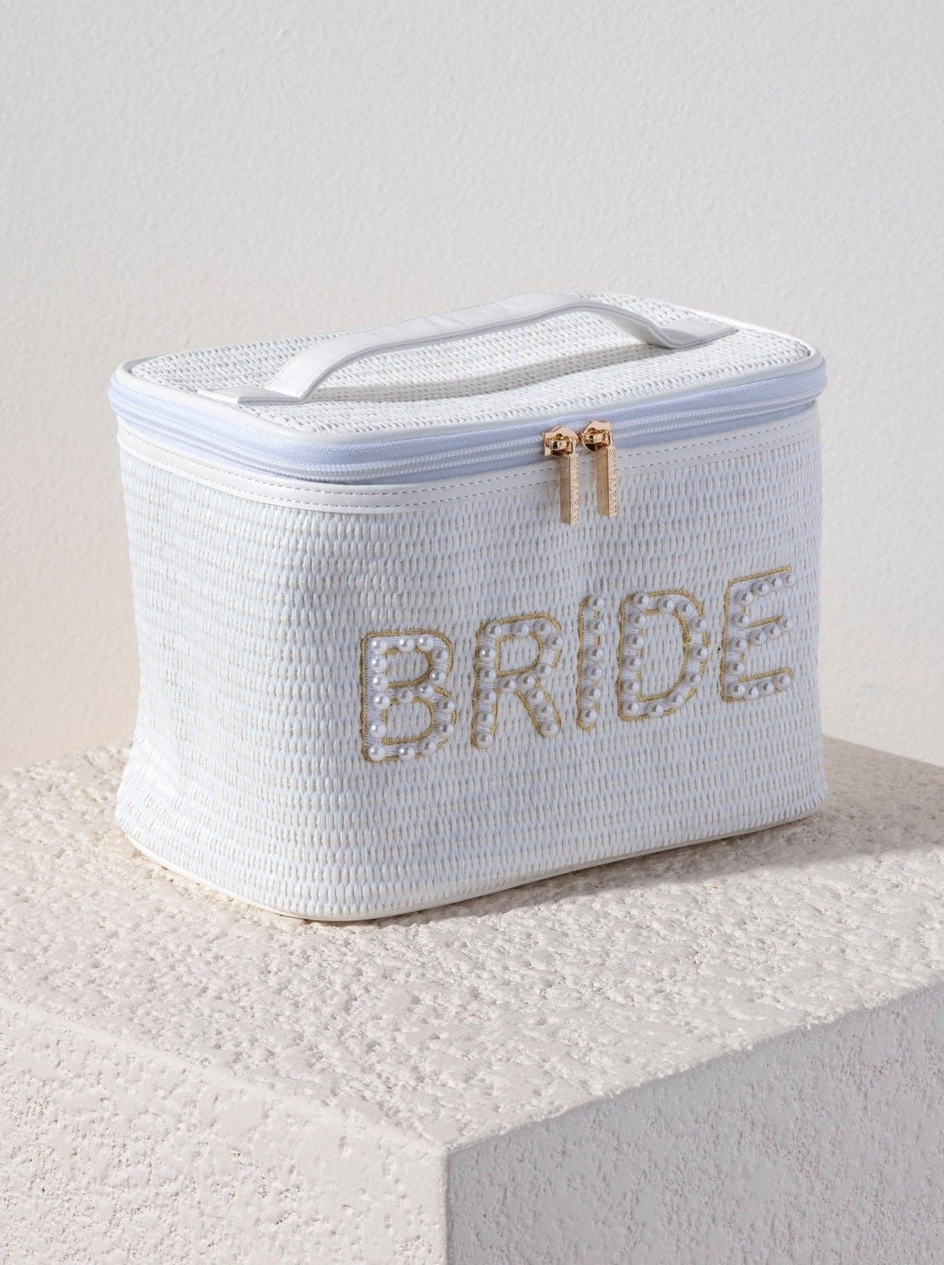 "BRIDE" COSMETIC CASE, WHITE - Nifty Decor & More