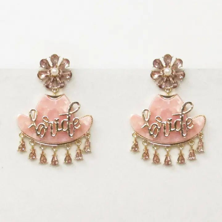 Bride Cowboy Girl Crystal Charm Dangle Earrings, Chic Western Bridal Jewelry, Wedding Accessory Gift - Nifty Decor & More