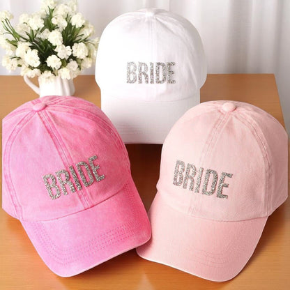 Bride Glitter Letter Patch Baseball Cap, Stylish Bling Hat for Bridal Shower Fun, Unique Bride-to-Be Gift Hats