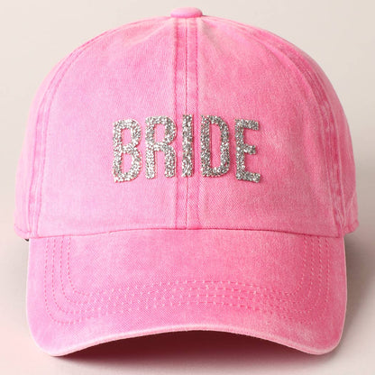 Bride Glitter Letter Patch Baseball Cap, Stylish Bling Hat for Bridal Shower Fun, Unique Bride-to-Be Gift Hats Hot Pink