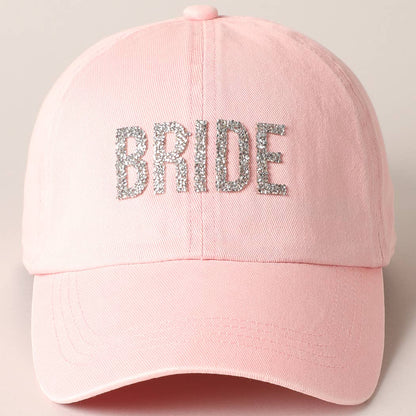 Bride Glitter Letter Patch Baseball Cap, Stylish Bling Hat for Bridal Shower Fun, Unique Bride-to-Be Gift Hats Pink
