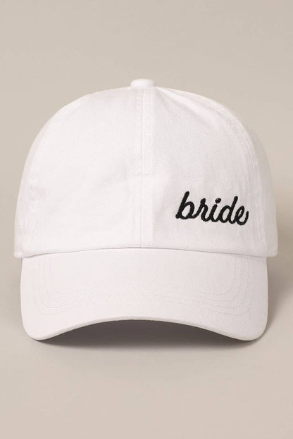 Bride Lettering Embroidery Baseball Cap One Size WHITE