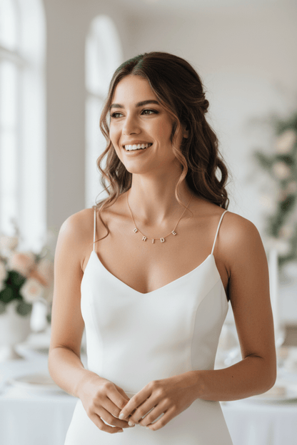 BRIDE Letters Necklace CZ Gold - Dipped - Nifty Decor & More