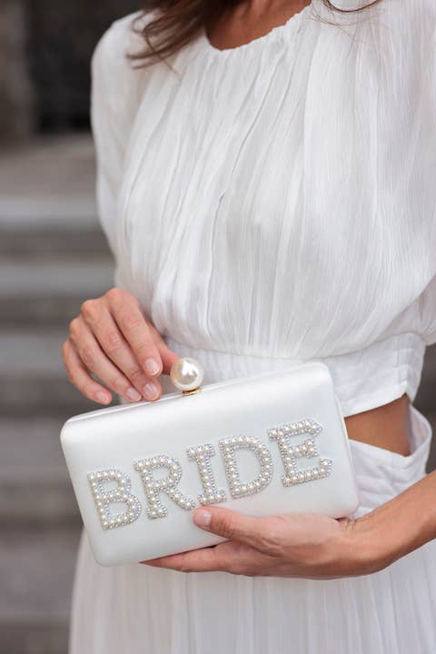 Bride Minaudiere Pearl Purse, Chic Ivory Wedding Bag for Stylish Brides, Bridal Shower Gift - Nifty Decor & More
