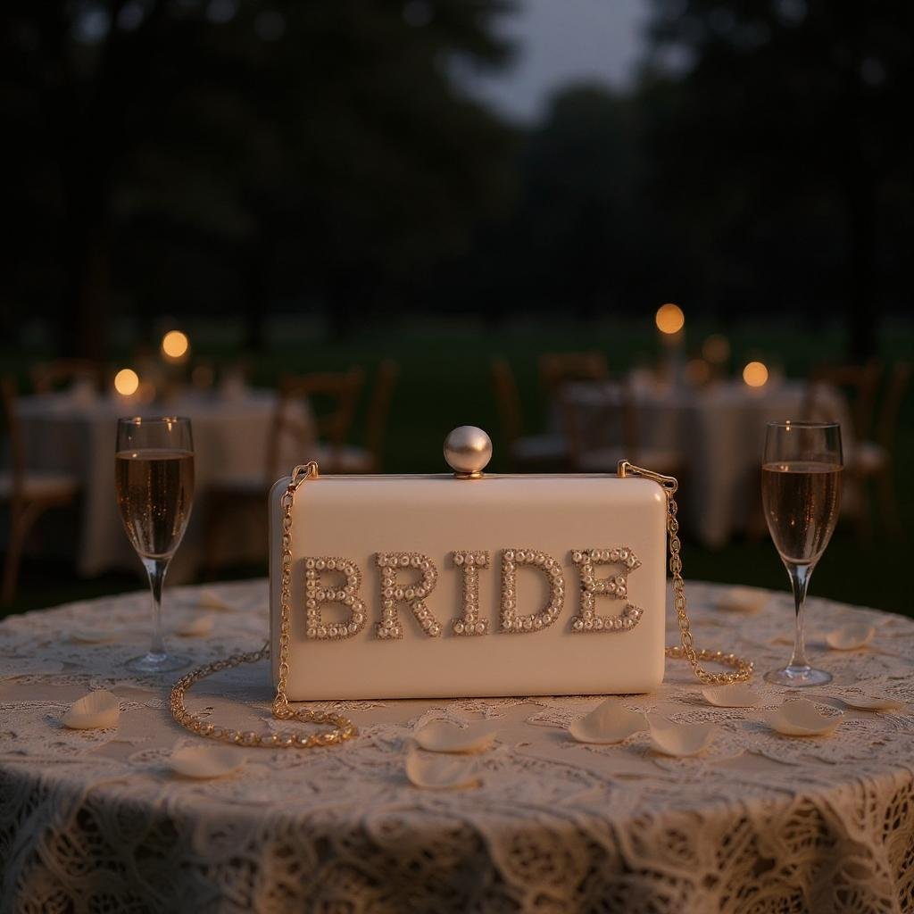 Bride Minaudiere Pearl Purse, Chic Ivory Wedding Bag for Stylish Brides, Bridal Shower Gift - Nifty Decor & More