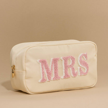 Bride or Mrs, Glow or Glam Nylon Travel Pouch with Patch - Nifty Decor & More