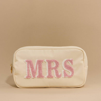 Bride or Mrs, Glow or Glam Nylon Travel Pouch with Patch - Nifty Decor & More
