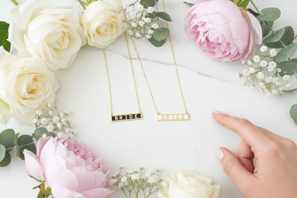 BRIDE Pendant Necklace Gold - Dipped - Nifty Decor & More