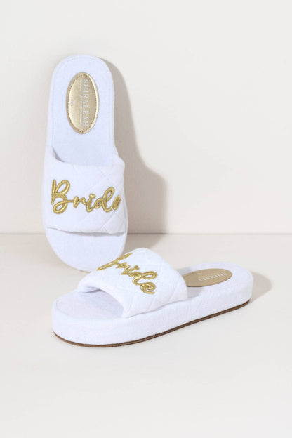 Bride Pool Slides, Stylish White Wedding Footwear for Poolside & Honeymoon, Fabulous Gift for Bride - to - Be - Nifty Decor & More