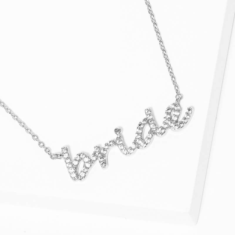 BRIDE Rhinestone Pendant Necklace CZ Gold - Dipped - Nifty Decor & More
