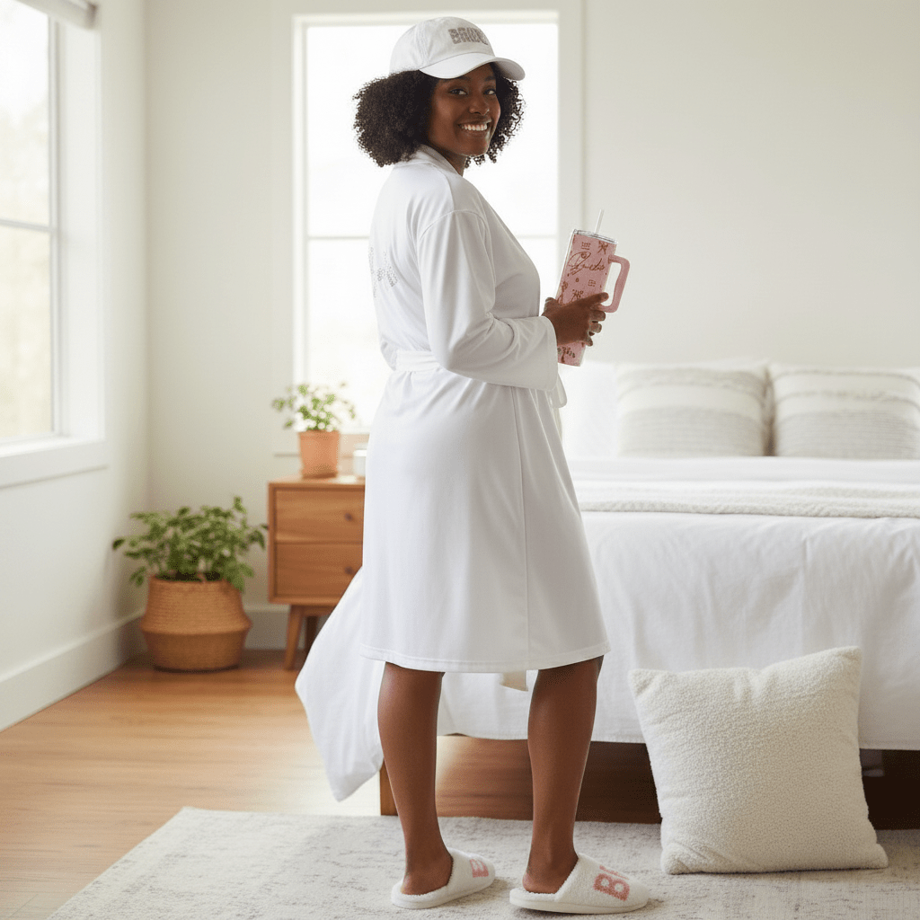"BRIDE" ROBE, WHITE - Nifty Decor & More