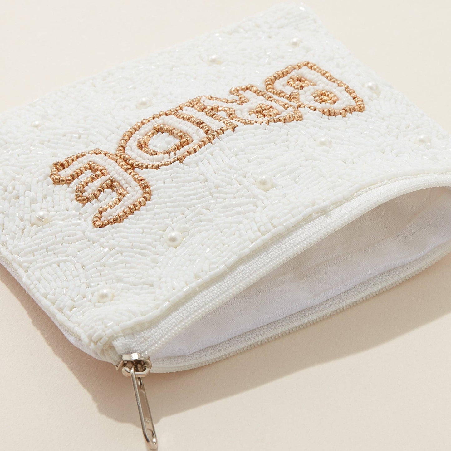 Bride Seed Bead Canvas Coin Pouch Bride Bags