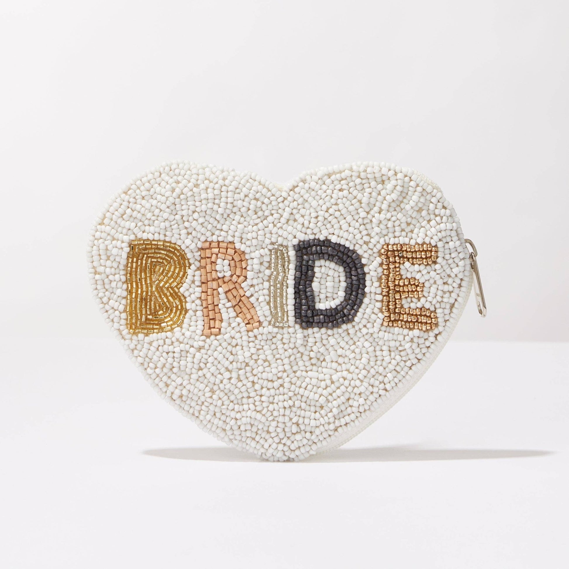 Bride Seed Bead Canvas Coin Pouch Bride Bags Bride Heart Pouch