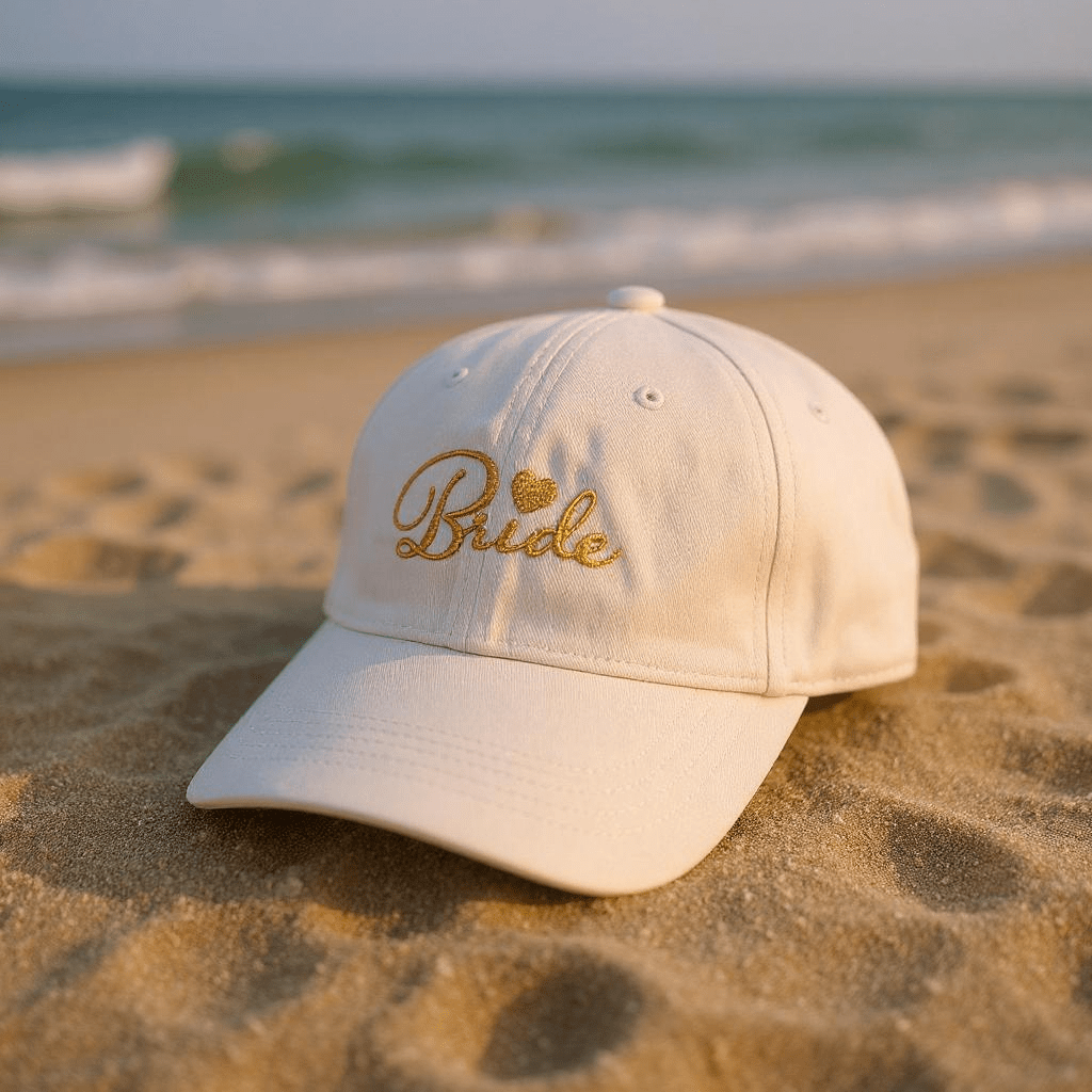 Bride with Heart Lettering Embroidery Baseball Cap - Nifty Decor & More