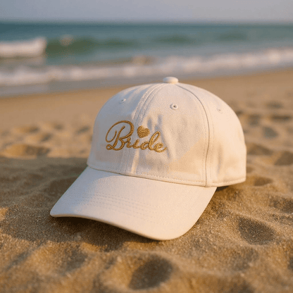 Bride with Heart Lettering Embroidery Baseball Cap - Nifty Decor & More