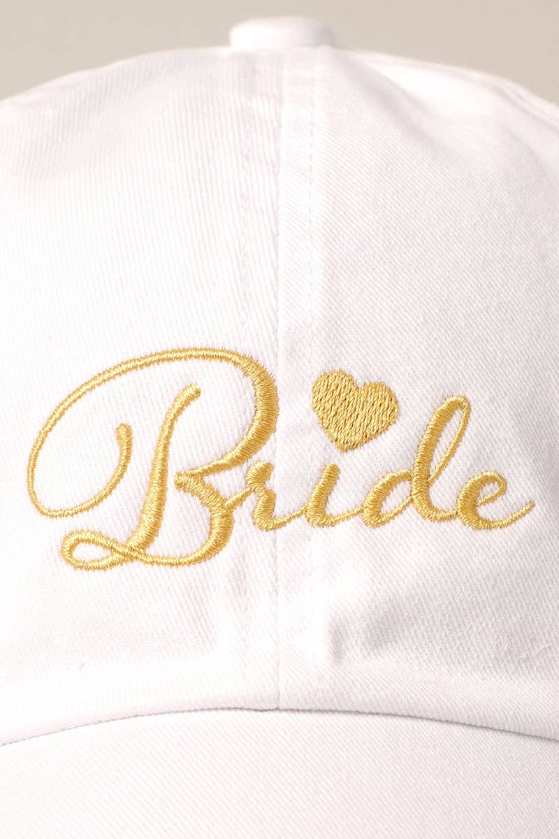 Bride with Heart Lettering Embroidery Baseball Cap - Nifty Decor & More