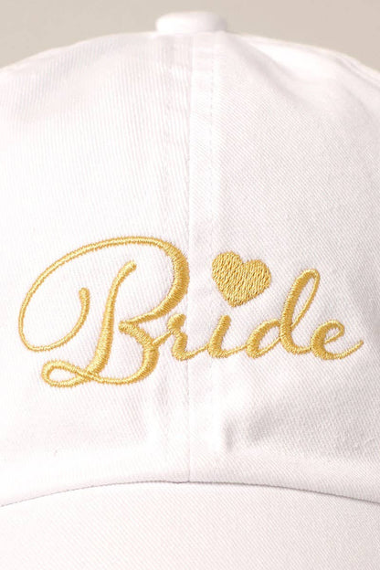 Bride with Heart Lettering Embroidery Baseball Cap - Nifty Decor & More