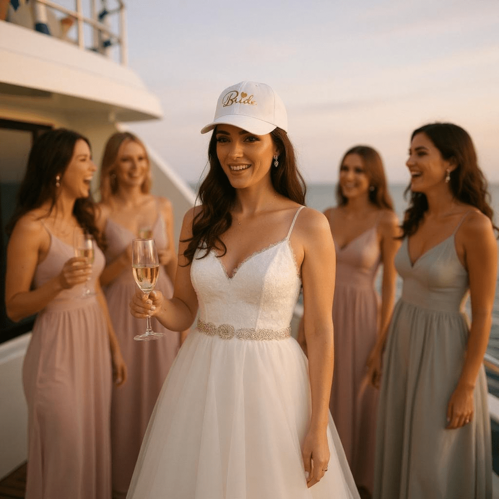 Bride with Heart Lettering Embroidery Baseball Cap - Nifty Decor & More