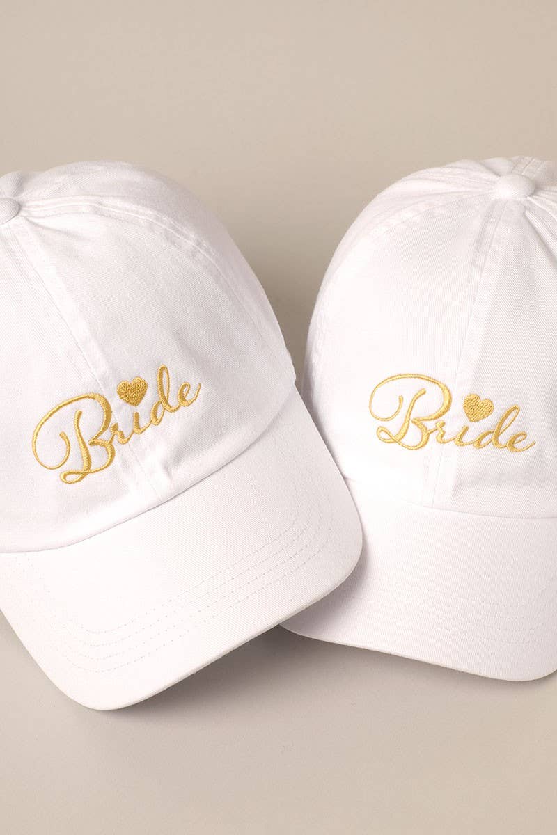 Bride with Heart Lettering Embroidery Baseball Cap - Nifty Decor & More