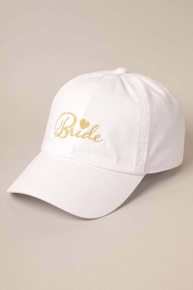 Bride with Heart Lettering Embroidery Baseball Cap - Nifty Decor & More