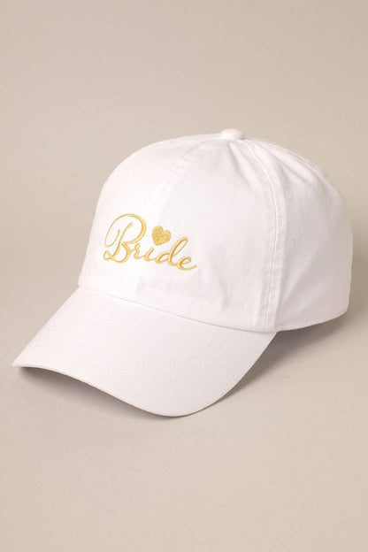 Bride with Heart Lettering Embroidery Baseball Cap - Nifty Decor & More