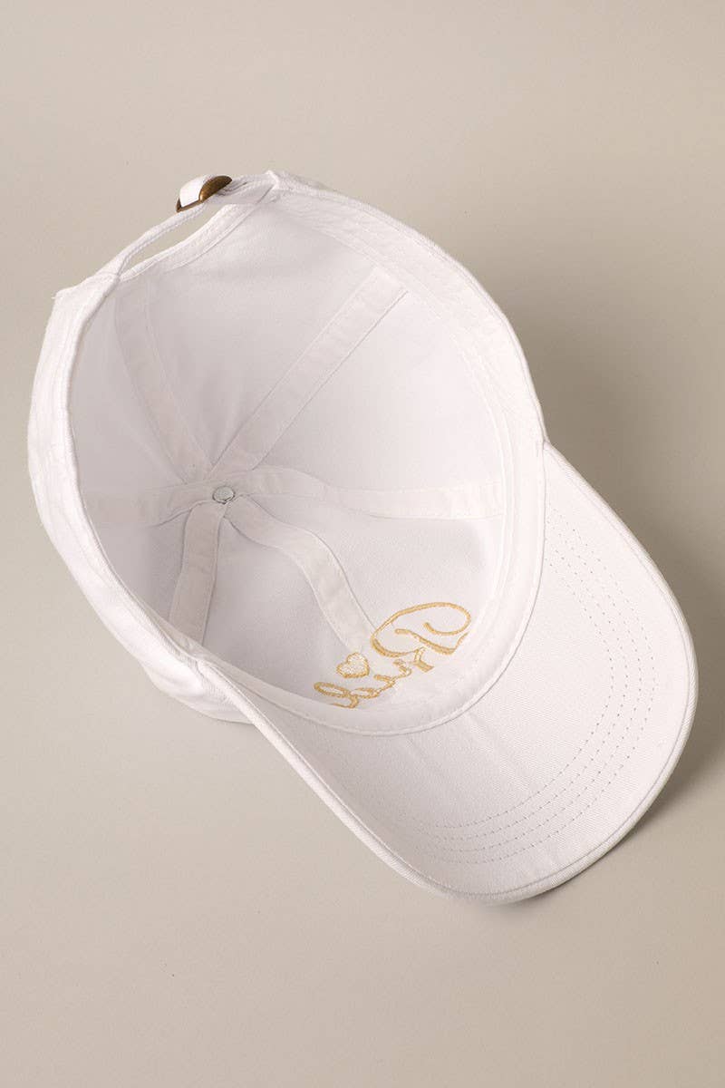 Bride with Heart Lettering Embroidery Baseball Cap