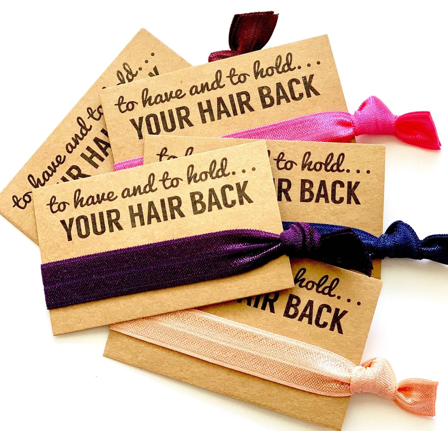 Bridesmaid Hair Ties To have and to hold your hair back Set of 5 Hair Tie Favors - Nifty Decor & More