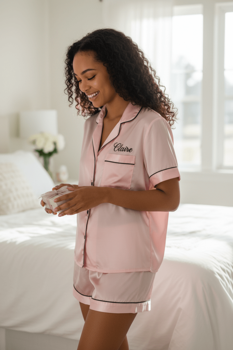 Bridesmaid Satin Pajamas Pink or Blue Set - Nifty Decor & More