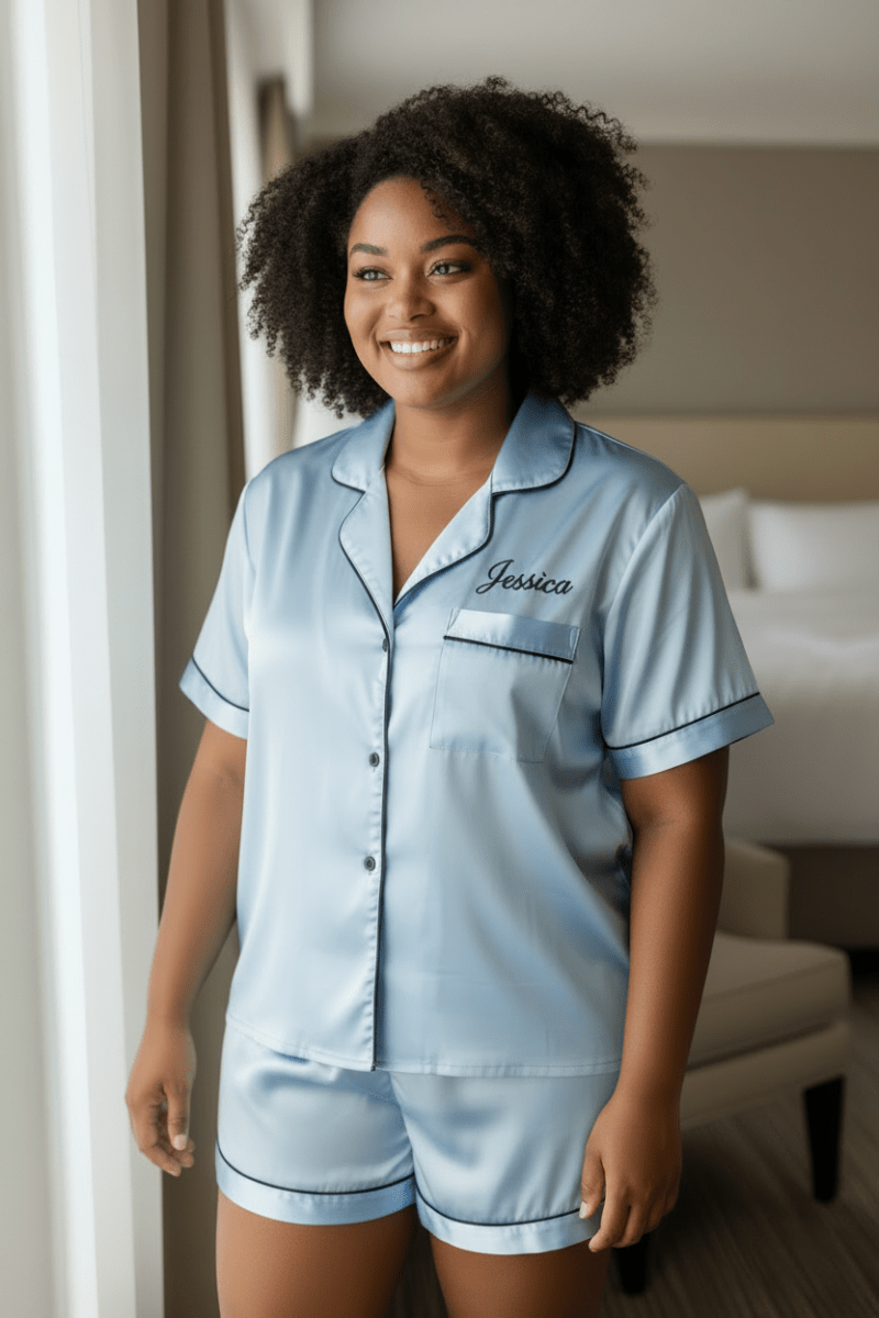 Bridesmaid Satin Pajamas Pink or Blue Set - Nifty Decor & More