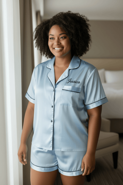 Bridesmaid Satin Pajamas Pink or Blue Set - Nifty Decor & More