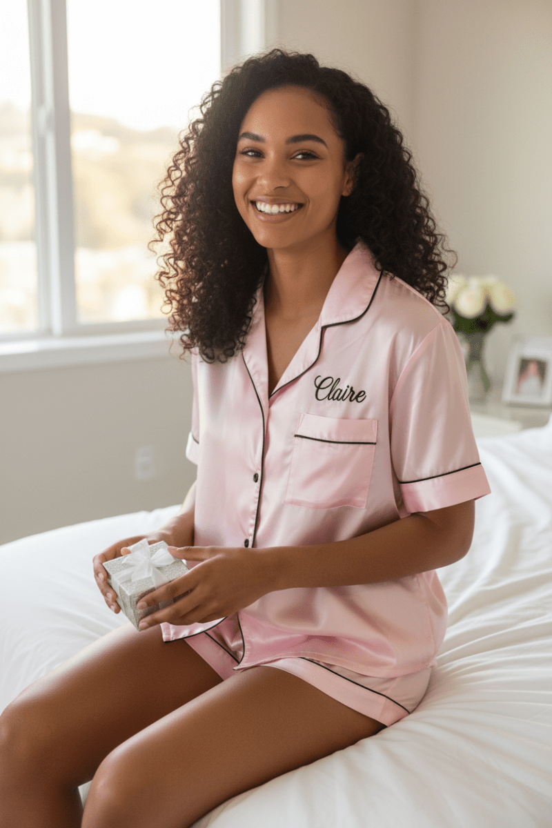 Bridesmaid Satin Pajamas Pink or Blue Set - Nifty Decor & More