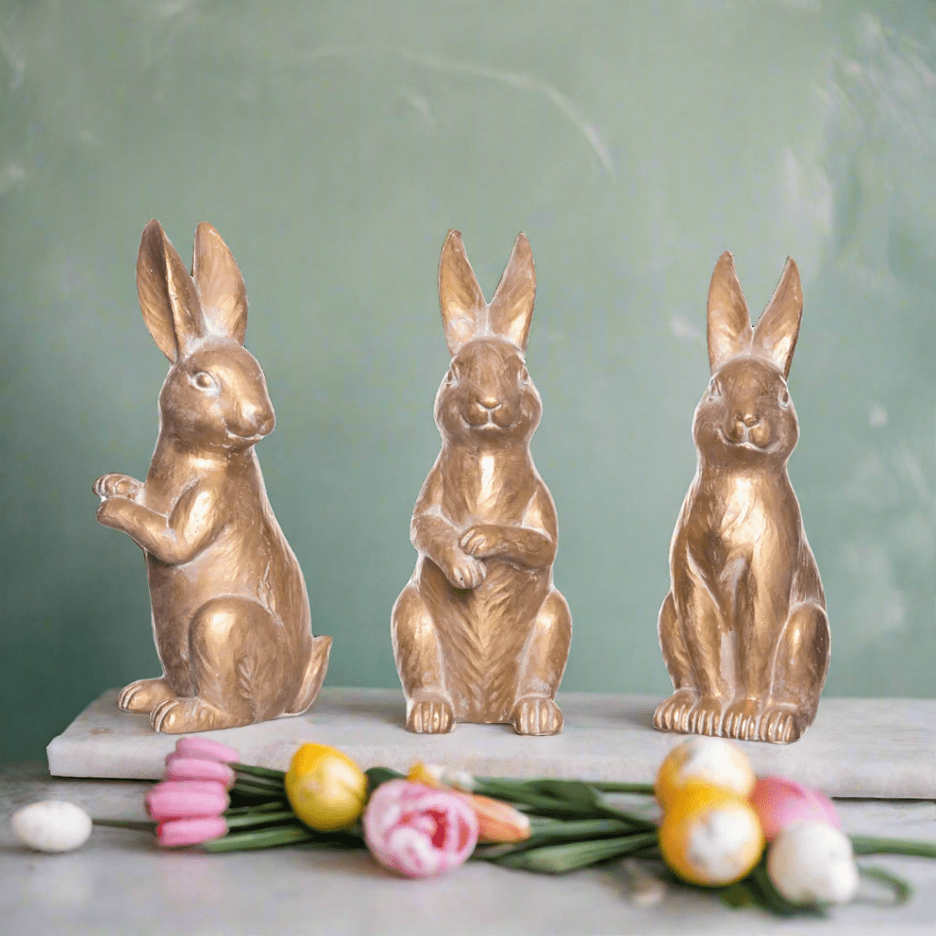 Bronze Bunny Set - Charming Resin Figurines for Spring Decor & Easter Home Decorations - Nifty Decor & More