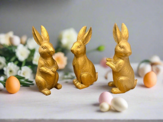 Bronze Bunny Set - Charming Resin Figurines for Spring Decor & Easter Home Decorations - Nifty Decor & More