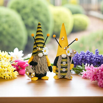 Bumble Bee Gnome Plush, Soft & Whimsical Spring Decor, Charming Gift for Nature Fans SET