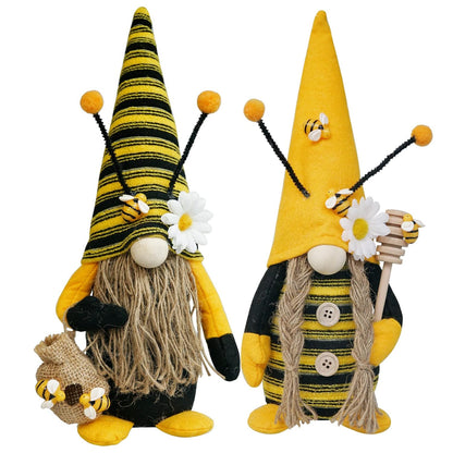 Bumble Bee Gnome Plush, Soft & Whimsical Spring Decor, Charming Gift for Nature Fans SET
