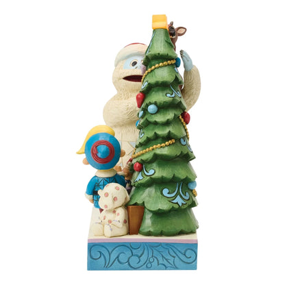 Bumble Holding Rudolph by Tree - Nifty Decor & More