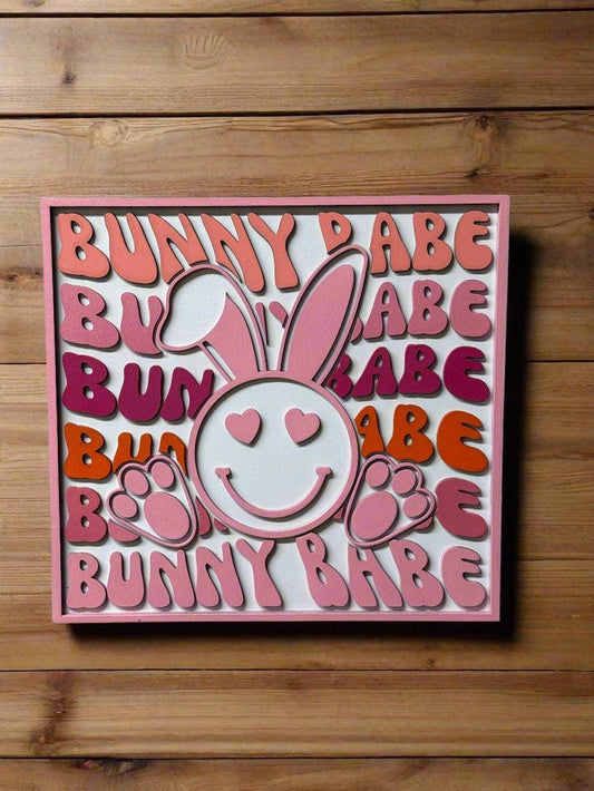 Bunny Babe Sign | Cute Easter Decor | Spring Wall Art | Adorable Home Accent | Bunny Love Decor for Kids' Rooms - Nifty Decor & More
