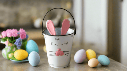 Bunny Buckets Set of Two - Cute Easter Decor, Spring Basket, Rabbit Storage, Gift Ideas for Kids & Home Decor - Nifty Decor & More