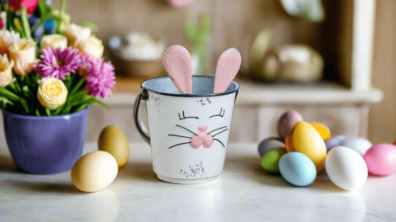 Bunny Buckets Set of Two - Cute Easter Decor, Spring Basket, Rabbit Storage, Gift Ideas for Kids & Home Decor - Nifty Decor & More
