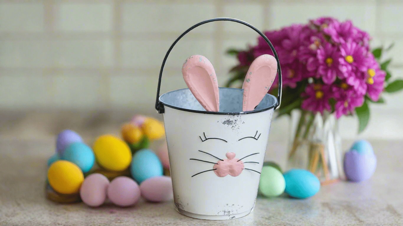 Bunny Buckets Set of Two - Cute Easter Decor, Spring Basket, Rabbit Storage, Gift Ideas for Kids & Home Decor - Nifty Decor & More