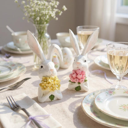 Bunny Bust with Flowers 10.25" | Floral Rabbit Decor for Easter & Spring Home Decorations Easter Shelf Sitter