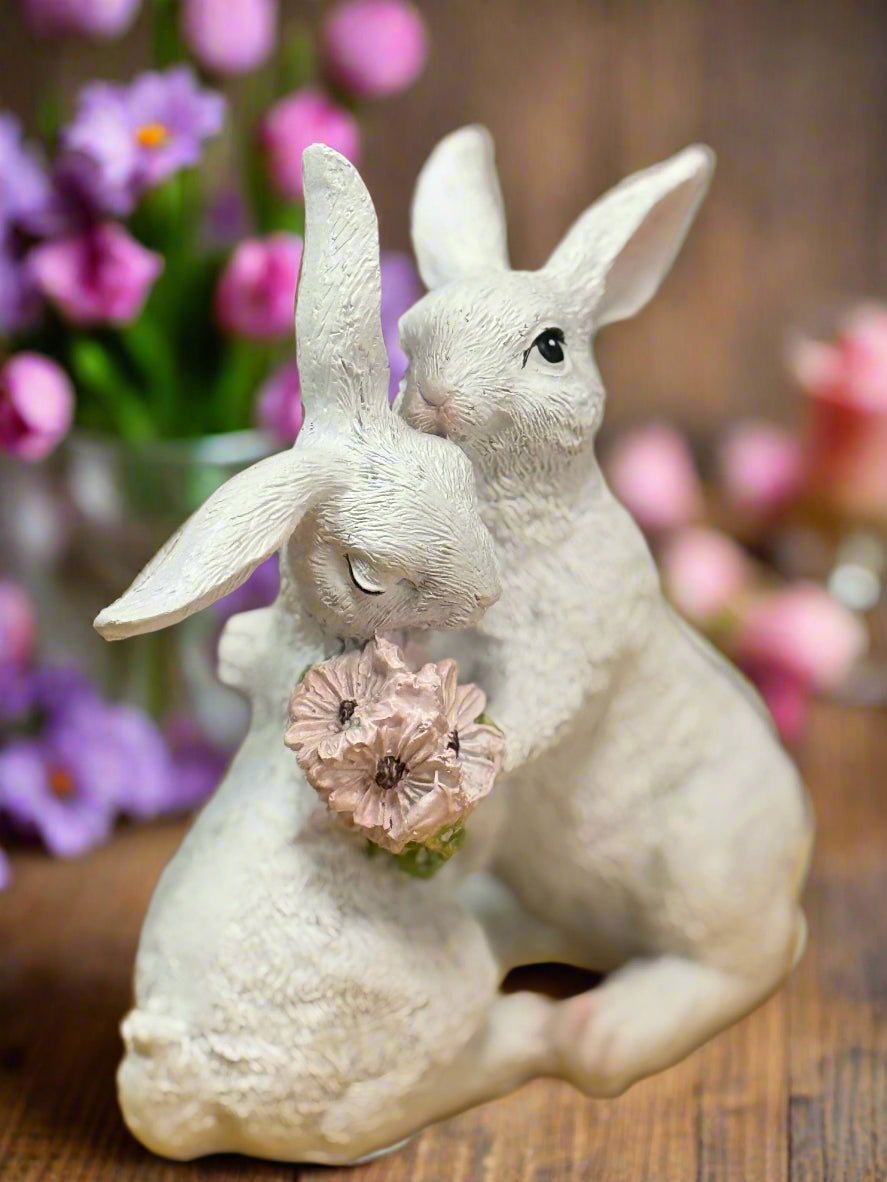 Bunny Couple with Flowers - Nifty Decor & More