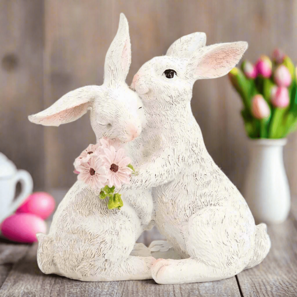 Bunny Couple with Flowers - Nifty Decor & More