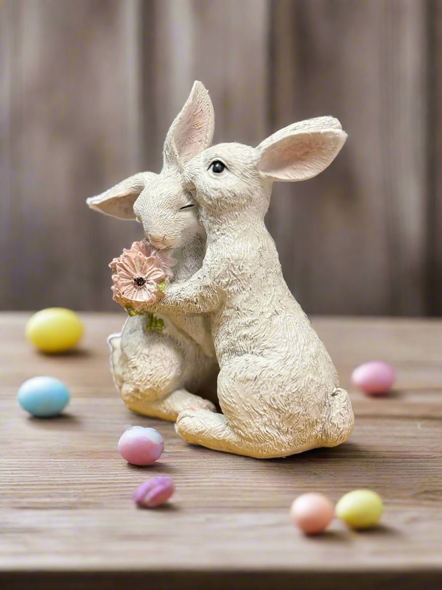 Bunny Couple with Flowers - Nifty Decor & More